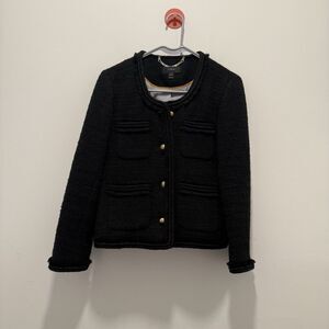 J.Crew Black Tweed Lady Jacket Gold Buttons 2